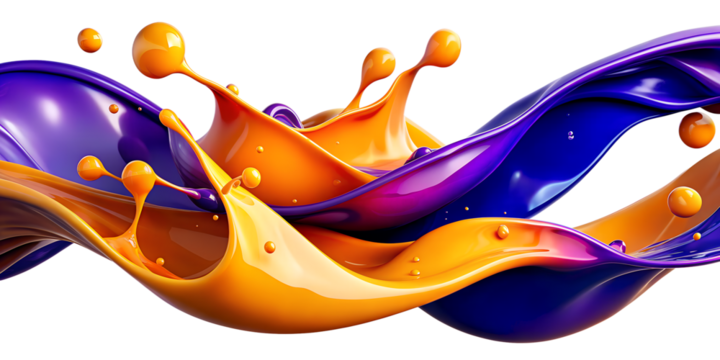 Dynamic splash abstraction with vibrant colors and fluid forms splash, abstraction, color, orange, purple, dynamic, fluid, art, creativity, design, paint, color theory, vibrant, motion, visual, waves,