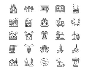 Eco Development Vector Line Icons
