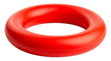 red rubber ring toy isolated on white background