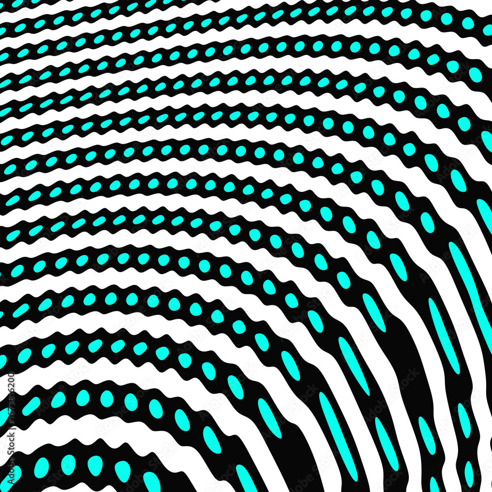 Poster abstract wavy lines background with cyan dots