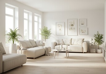 Serene Minimalist Living Room with Natural Light and Modern Furniture Promoting Comfort and Relaxation for Contemporary Homes