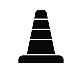 Black traffic cone silhouette on a white background for design projects