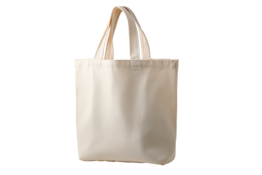Organic cotton tote bag designed for eco-friendly shopping and daily use on transparent or white background