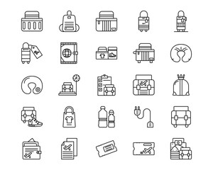 Travel Packaging Vector Line Icons