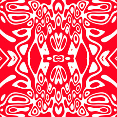 Symmetrical Abstract Red And White Pattern For Decoration Concept