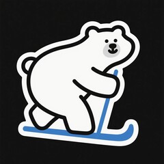 Obraz premium Cute Polar Bear Playing Hockey Cartoon Illustration