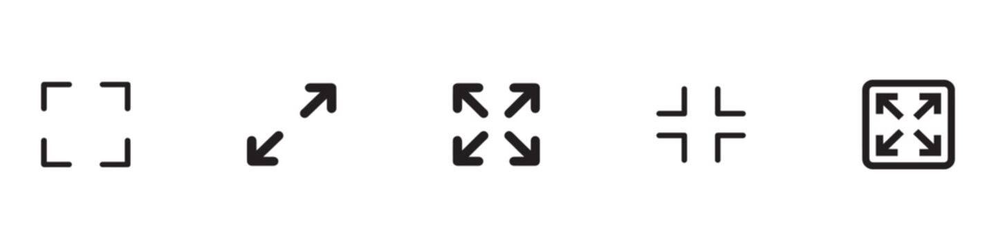 Fullscreen icon. Maximize icon symbol , Video Expand Reduce icons Button , Fullscreen Sign. Expand icon. scalable big size window sign. maximize or extend image icon. Vector Illustration. EPS 10