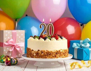 ​A Milestone Moment: 20th birthday cake with a golden touch.
