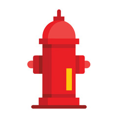 Clean flat vector illustration of a red fire hydrant with a white background ideal for emergency services or urban design themes