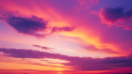 Dramatic colorful sunset with vibrant pink and orange hues creating a serene and peaceful atmosphere