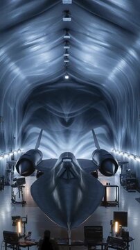 Lockheed SR-71 Blackbird Spy Plane in Wind Tunnel Testing Facility