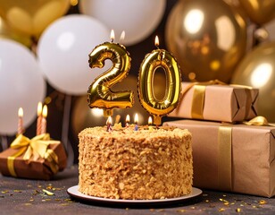 Cheers to Two Decades: Celebrating with a stunning cake, balloons, and presents