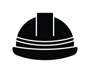 Black and White Illustration of a Safety Hard Hat Icon for Construction Use