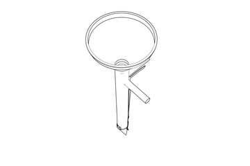 Precision Manual Seeder Outline Illustration: Detailed Wireframe Vector Art of a Hand-Operated Seed Planter and Cultivating Tool, Perfect for Technical Blueprints and Garden Equipment Schematics