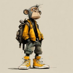 Cool Ape in Yellow Jacket, Unique Character for Youth Marketing