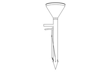 Precision Manual Seeder Outline Illustration: Detailed Wireframe Vector Art of a Hand-Operated Seed Planter and Cultivating Tool, Perfect for Technical Blueprints and Garden Equipment Schematics