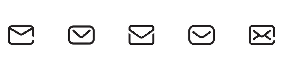 Mail icons set. Email sign and symbol. E-mail icon. Envelope icon. Vector Illustration. EPS 10
