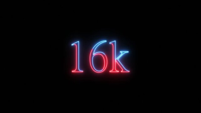 Sixteen Thousand Neon Sign Glowing On Black Background number count