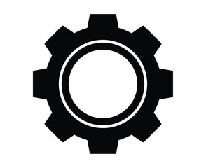Black Gear Icon Vector Illustration for Industrial and Technological Use