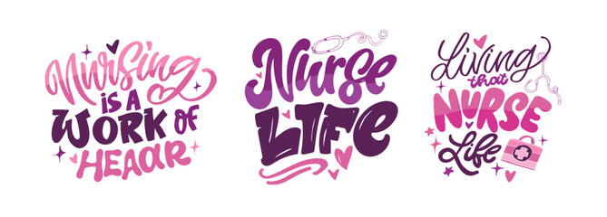 Trendy hand drawn doodle lettering quote about nurse. Lettering for t-shirt design, mug print, bag print, clothes fashion. 100% hand drawn vector image.
