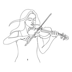 Woman Playing Violin One Line Art Vector Illustration
