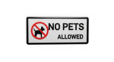 No Pets Allowed Sign Realistic 3d Render