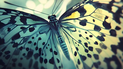 Closeup Detailed Butterfly Wings Teal Pattern Nature Macro