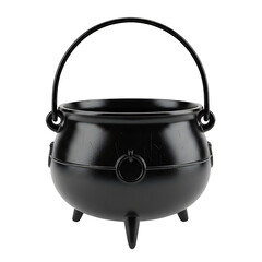 Isolated black witch's cauldron with handle : elements for halloween on transparent background