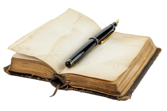 Pen and book isolated with transparent background ideal for classroom decor and teacher resources