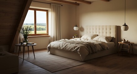 Sunlit Serenity: A 3D Rendered Bedroom