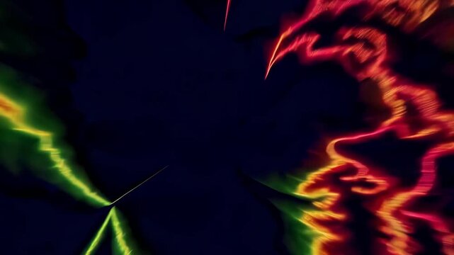 Abstract video of fractal tiny particles floating in space, futuristic visual background for nightclub, techno, drum & bass, and electronic music events.
