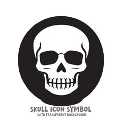 Black and White Skull Icon Symbol Vector Image Illustration Minimalist Design Graphic Art