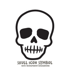 Black and White Skull Icon Symbol Vector Image Illustration Minimalist Design Graphic Art