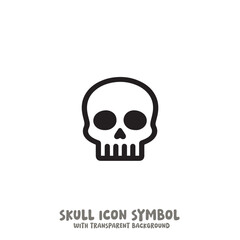 Black and White Skull Icon Symbol Vector Image Illustration Minimalist Design Graphic Art