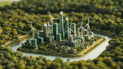 Fantasy city architecture amidst nature