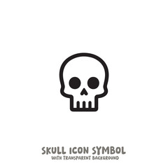 Black and White Skull Icon Symbol Vector Image Illustration Minimalist Design Graphic Art