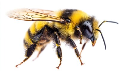 Close-up bee in flight