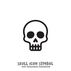 Black and White Skull Icon Symbol Vector Image Illustration Minimalist Design Graphic Art