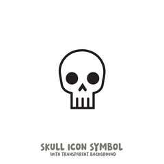 Black and White Skull Icon Symbol Vector Image Illustration Minimalist Design Graphic Art