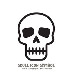 Black and White Skull Icon Symbol Vector Image Illustration Minimalist Design Graphic Art