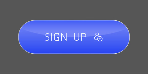 Blue CTA button with text: Sign up, user, UI design.