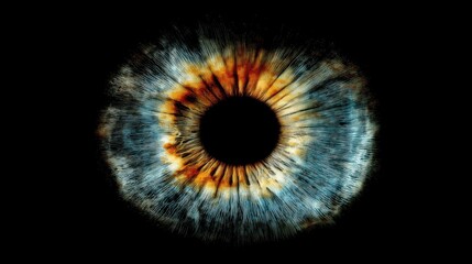Mystical Gaze: An intricate macro shot reveals the human eye's stunning details, colors, and textures. The iris, with its complex pattern and vibrant hues, hints at the depths of perception.
