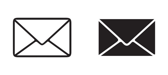 Simple Email Icon Set in Outline and Filled Styles vector illustration 