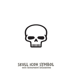 Black and White Skull Icon Symbol Vector Image Illustration Minimalist Design Graphic Art