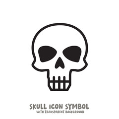 Black and White Skull Icon Symbol Vector Image Illustration Minimalist Design Graphic Art
