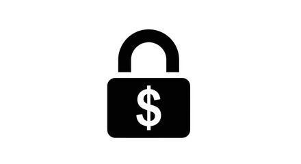 Black Solid Lock Icon with Dollar Sign.