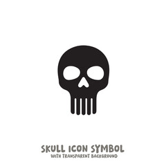 Black and White Skull Icon Symbol Vector Image Illustration Minimalist Design Graphic Art