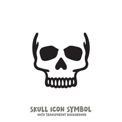 Black and White Skull Icon Symbol Vector Image Illustration Minimalist Design Graphic Art