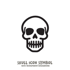 Black and White Skull Icon Symbol Vector Image Illustration Minimalist Design Graphic Art