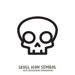 Black and White Skull Icon Symbol Vector Image Illustration Minimalist Design Graphic Art